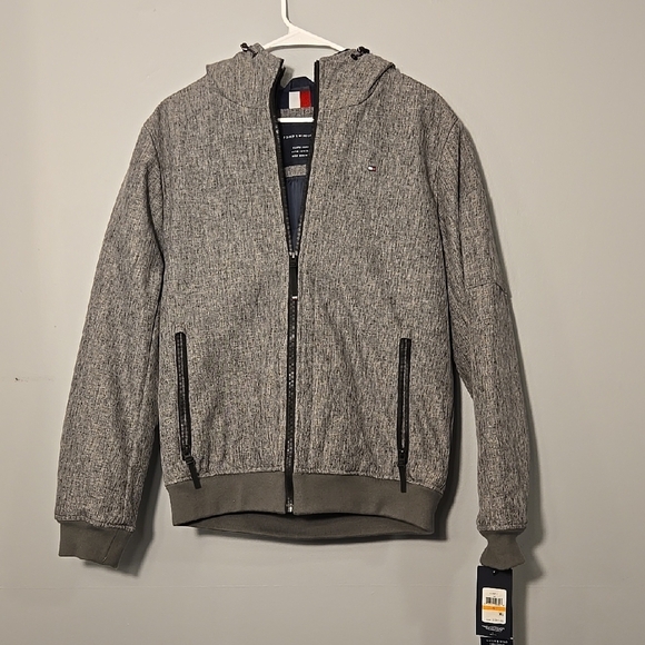 Tommy Hilfiger Men's Gray Water and Wind Resistant Quilted Zip Hood Jacket Sz S - Picture 1 of 16